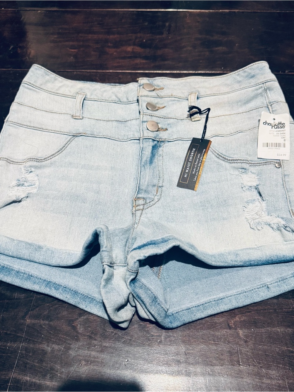 Charlotte Russe Light Wash High-Rise Denim Shorts
